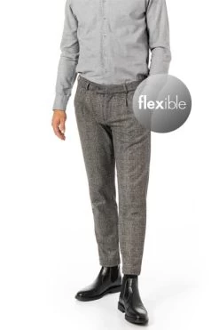 Bugatti Bundfaltenhose, Viskose, Grau Kariert