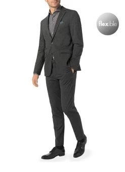 Pierre Cardin Anzug, Jersey, Steingrau Meliert