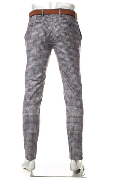 Alberto Hose Rob, Slim Fit, Jersey, Grau-blau Kariert – Bild 5