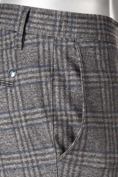 Alberto Hose Rob, Slim Fit, Jersey, Grau-blau Kariert – Bild 3