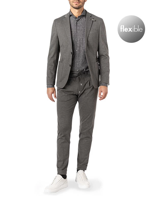 Baldessarini Anzug, Slim Fit, Jersey Halbgefüttert, Dunkelgrau Meliert