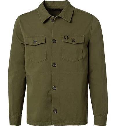 Fred Perry Overshirt, Baumwolle, Olivgrün