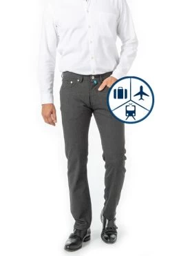 Pierre Cardin Hose Lyon, Modern Fit, Mikrofaser, Asphalt Meliert