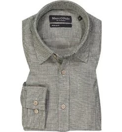 Marc O'Polo Hemd, Regular Fit, Bio Baumwolle, Grün-braun Gemustert