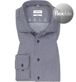 Seidensticker Hemd, Slim Fit, Mikrofaser Clima Control, Navy-bleu Gemustert