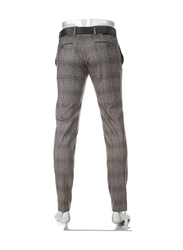 Alberto Hose Rob, Slim Fit, Jersey, Braun-dunkelgrau Kariert – Bild 5