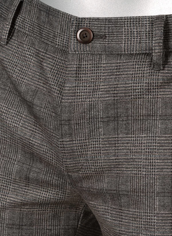 Alberto Hose Rob, Slim Fit, Jersey, Braun-dunkelgrau Kariert – Bild 4