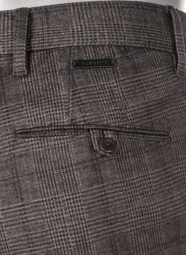 Alberto Hose Rob, Slim Fit, Jersey, Braun-dunkelgrau Kariert – Bild 2