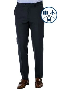 CARL GROSS Hose , Modern Fit, Woll-Stretch, Dunkelblau Meliert