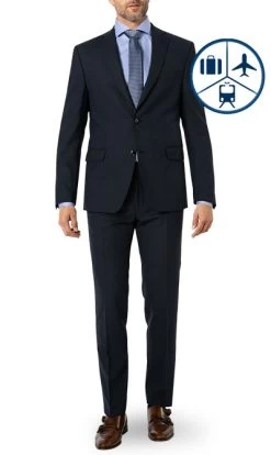 CARL GROSS Anzug, Modern Fit, Woll-Stretch, Dunkelblau Meliert
