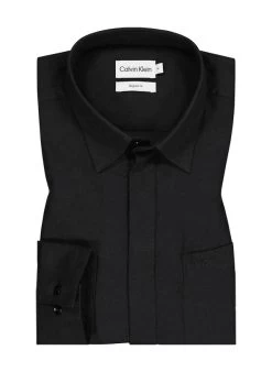 Calvin Klein Hemd, Regular Fit, Flanell, Schwarz