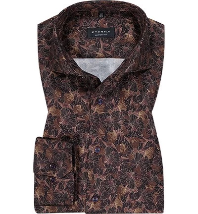Eterna Hemd, Comfort Fit, Twill, Braun Gemustert