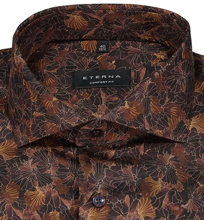 Eterna Hemd, Comfort Fit, Twill, Braun Gemustert – Bild 3