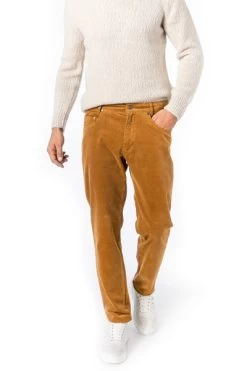 Bugatti Hose, Modern Fit, Cord, Gelbbraun