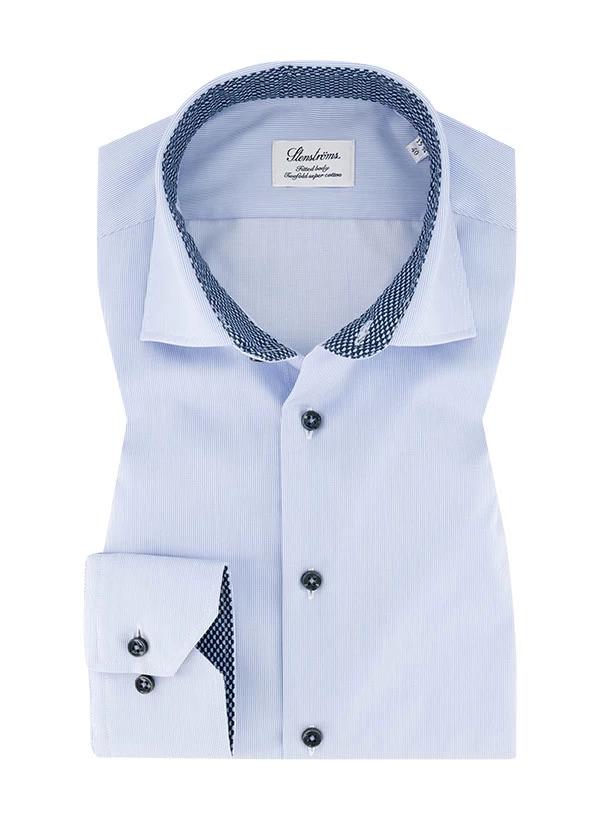 Stenströms Hemd, Fitted Body, Baumwolle, Hellblau Gestreift