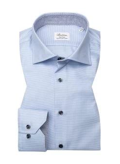 Stenströms Hemd, Fitted Body, Baumwolle, Hellblau Gemustert