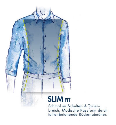 OLYMP Hemd, Body Fit, Baumwoll-Stretch, Extra Langer Arm, Marineblau Meliert – Bild 2