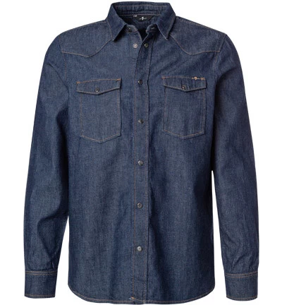 7 For All Mankind Jeanshemd, Baumwolle, Dunkelblau