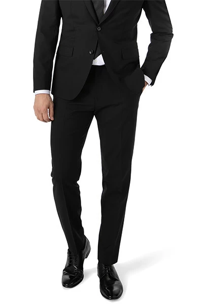 Hose Genius, Slim Fit, Schurwoll-Stretch, Schwarz