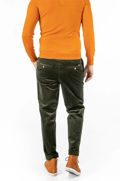 Bundfaltenhose Perin, Relaxed Fit, Cord, Dunkelgrün – Bild 3