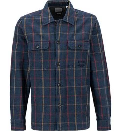 Mustang Overshirt, Regular Fit, Baumwolle, Pazifikblau Kariert