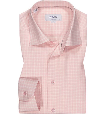 ETON Hemd, Contemporary Fit, Baumwolle, Rosa Kariert