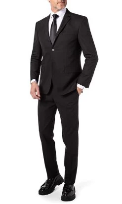 Anzug, Modern Fit, Schurwoll-Stretch, Schwarz