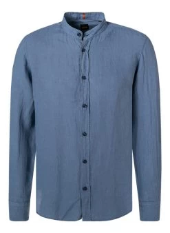 BOSS ORANGE Hemd, Regular Fit, Reines Leinen, Blau
