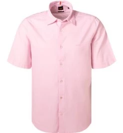 BOSS ORANGE Kurzarmhemd, Regular Fit, Baumwolle, Rosa