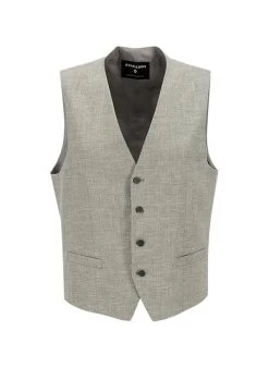 Strellson Weste, Baumwolle-Leinen, Mittelgrün Meliert