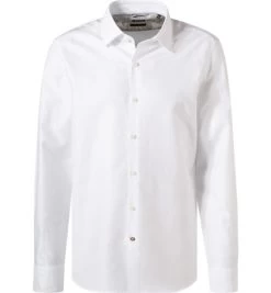 Hemd, Casual Fit, Baumwolle-Leinen, Weiß Meliert