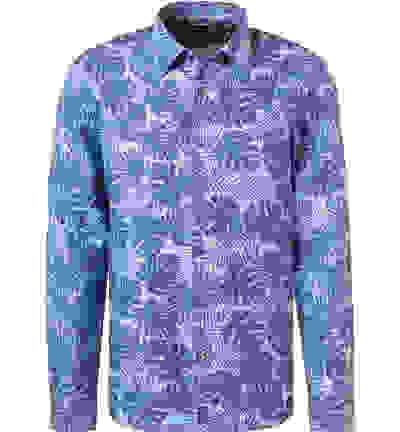 Hemd, Casual Fit, Baumwolle-Leinen, Hellblau Gemustert – Bild 3