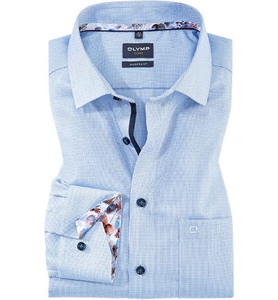 OLYMP Hemd, Modern Fit, Bio Baumwolle, Extra Langer Arm, Bleu