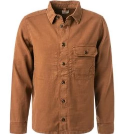 OLYMP Overshirt, Body Fit, Baumwolle-Leinen, Braun