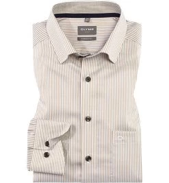 OLYMP Hemd, Comfort Fit, Baumwolle, Natur-weiß Gestreift