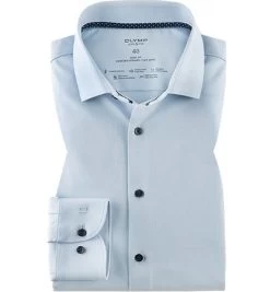 OLYMP Hemd, Body Fit, Baumwoll-Stretch Climate Control, Extra Langer Arm, Bleu