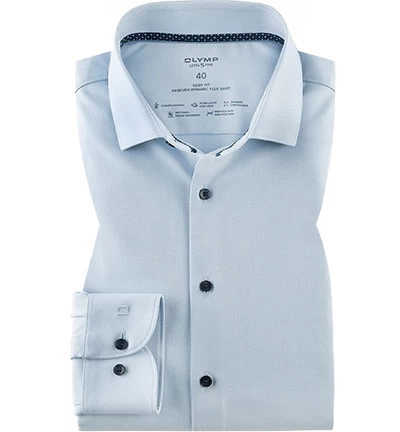 OLYMP Hemd, Body Fit, Baumwoll-Stretch Climate Control, Extra Langer Arm, Bleu