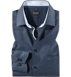OLYMP Hemd, Modern Fit, Bio Baumwolle, Marine