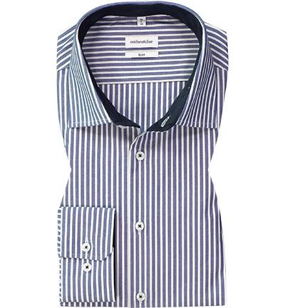 Seidensticker Hemd, Slim Fit, Bio Baumwolle, Denim-weiß Gestreift