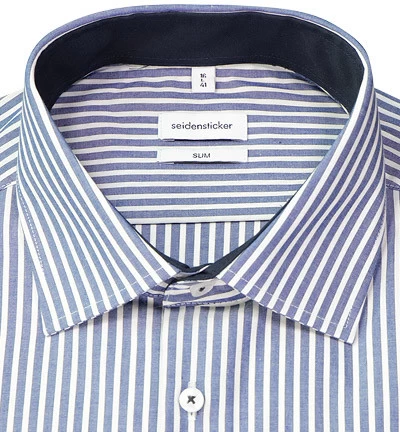 Seidensticker Hemd, Slim Fit, Bio Baumwolle, Denim-weiß Gestreift – Bild 2