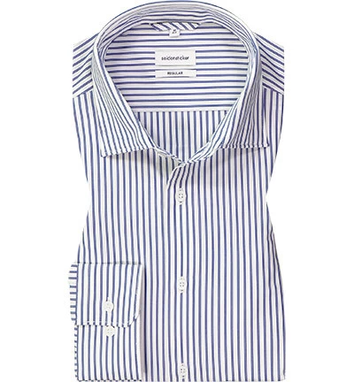 Seidensticker Hemd, Regular Fit, Baumwolle, Weiß-marine Gestreift Gestreift