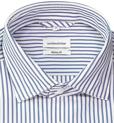 Seidensticker Hemd, Regular Fit, Baumwolle, Weiß-marine Gestreift Gestreift – Bild 2