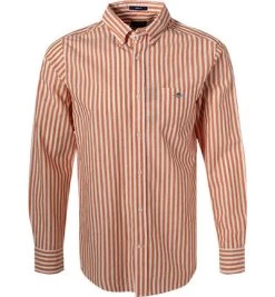 Gant Hemd, Regular Fit, Baumwolle-Leinen, Orange-ecru Gestreift