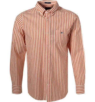Gant Hemd, Regular Fit, Baumwolle-Leinen, Orange-ecru Gestreift