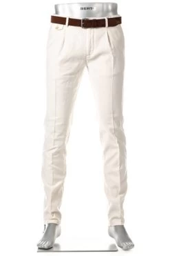 Alberto Hose Ken, Tapered Fit, Leinen, Offwhite