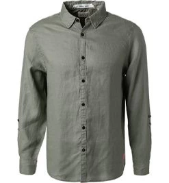 Hemd, Regular Fit, Reines Leinen, Salbei