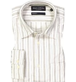 Marc O'Polo Hemd, Regular Fit, Bio Baumwolle, Blaugrau-mint Gestreift