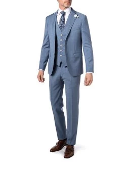 Baldessarini Anzug Mit Weste, Slim Fit, Schurwolle, Blau