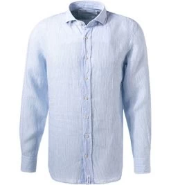 Baldessarini Hemd, Reines Leinen, Hell-weiß Gestreift