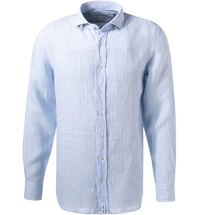 Baldessarini Hemd, Reines Leinen, Hell-weiß Gestreift